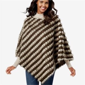 INC International Cape Womens L Brown Faux Fur Poncho Witchy Grunge Goblin Warm